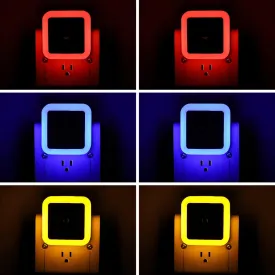 KINUR 6 Pack LED Night Light, LED Night Lights Plug into Wall with Dusk to Dawn sensors for Bathroom, Baby Nursery,Stair Lights, Hallway Light, Red, Blue, Amber
