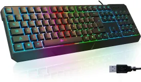 KLIM Chroma Gaming Keyboard Wired USB - New 2024 - Durable Ergonomic Waterproof Silent Backlit - Ideal for Gaming and Office - Teclado Gamer - 2 ms Response Time - PC Laptop Mac PS4 PS5 - Black