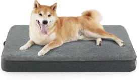 Lesure Orthopedic Dog Beds for Large Dogs - Egg Crate Foam Pet Bed Mat with Ultra Soft Sherpa Surface&Removable Cover, Machine Washable Waterproof Dog Mattress with Non-Slip Bottom(Grey,36x27x3inch)