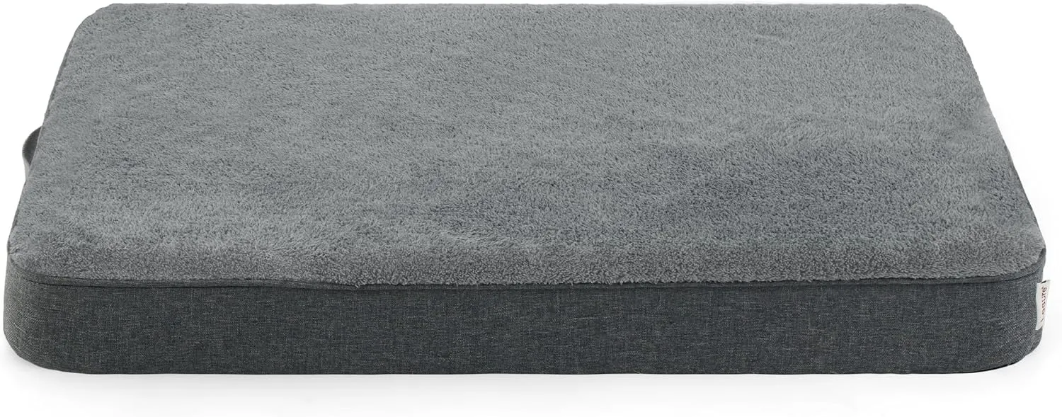 Lesure Orthopedic Dog Beds for Large Dogs - Egg Crate Foam Pet Bed Mat with Ultra Soft Sherpa Surface&Removable Cover, Machine Washable Waterproof Dog Mattress with Non-Slip Bottom(Grey,36x27x3inch)