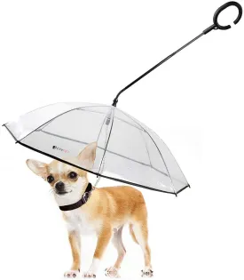 LESYPET Dog Umbrella with Leash, Clear Umbrella for Dog with Leash for Small Pets, Metal Leash