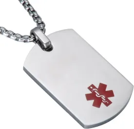 LF Free Engraving Stainless Steel Medical Alert Dog Tag ID Pendant Custom Name ICE Sos Caduceus necklace for Men Women Teens Health Alert Monitoring Systems
