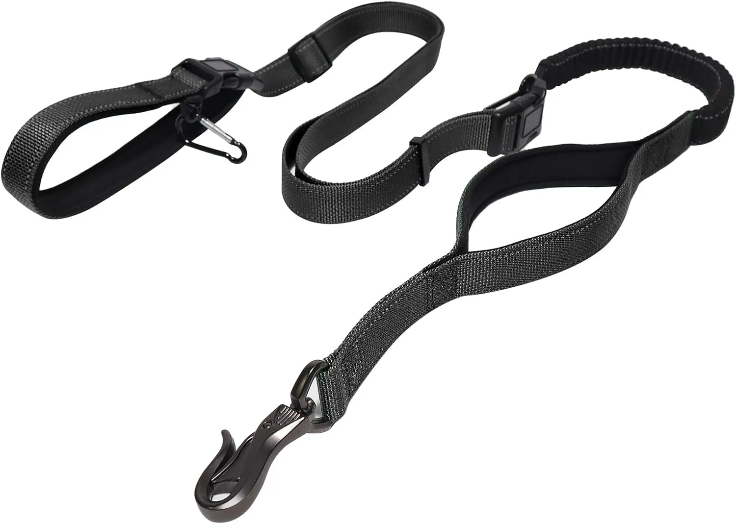 LOS ANDES Heavy Duty Dog Leash - 5-8 FT Walking Leash with Traffic Handle, Shock Absorbing Bungee, Reflective Lead for Medium & Large Dogs, Black