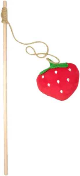 LUOZZY Interactive Wand Cat Toys Strawberry Kitten Teasing Stick Catnip Plush Toy Funny Cat Bite Resistant Stick (Red)