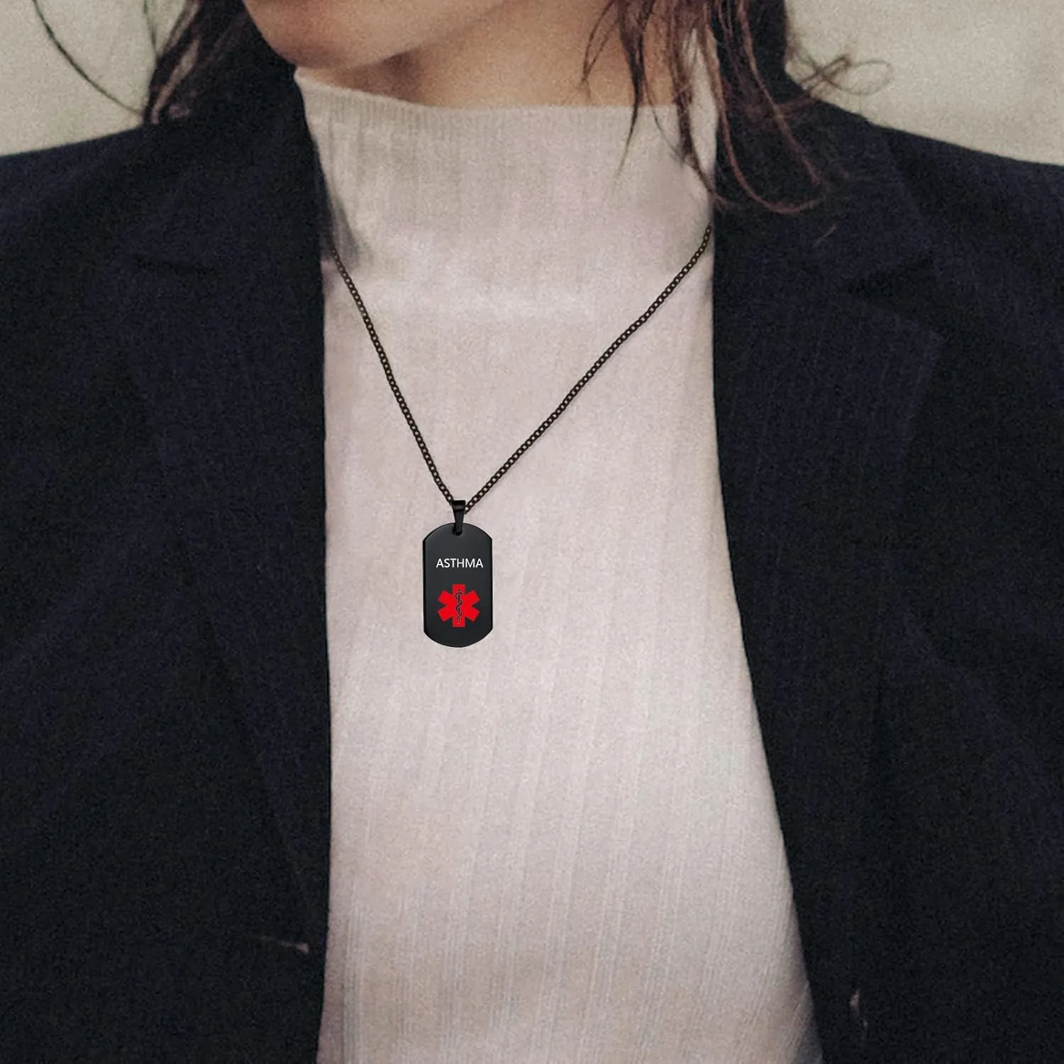 Medical Alert ID Necklace Pendant for Men Women Stainless Steel Medical ID Tag Emergency Med Alert Necklace Jewelry