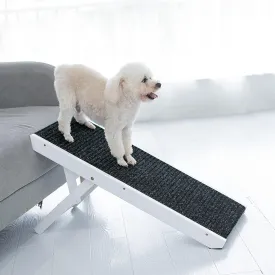 MEWANG 19" Tall Adjustable Pet Ramp - Wooden Folding Portable Dog & Cat Ramp Perfect for Bed and Car - Non Slip Carpet Surface 4 Levels Height Adjustable Ramp Up to 90 Pounds - Small Dog Use Only