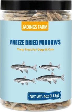 Minnows - 4 oz Freeze Dried - 100% Natural Premium Cat Treat, Dog Treat - Freeze Dried Minnows for Cats - Freeze Dried Minnows for Dogs (4 OZ)