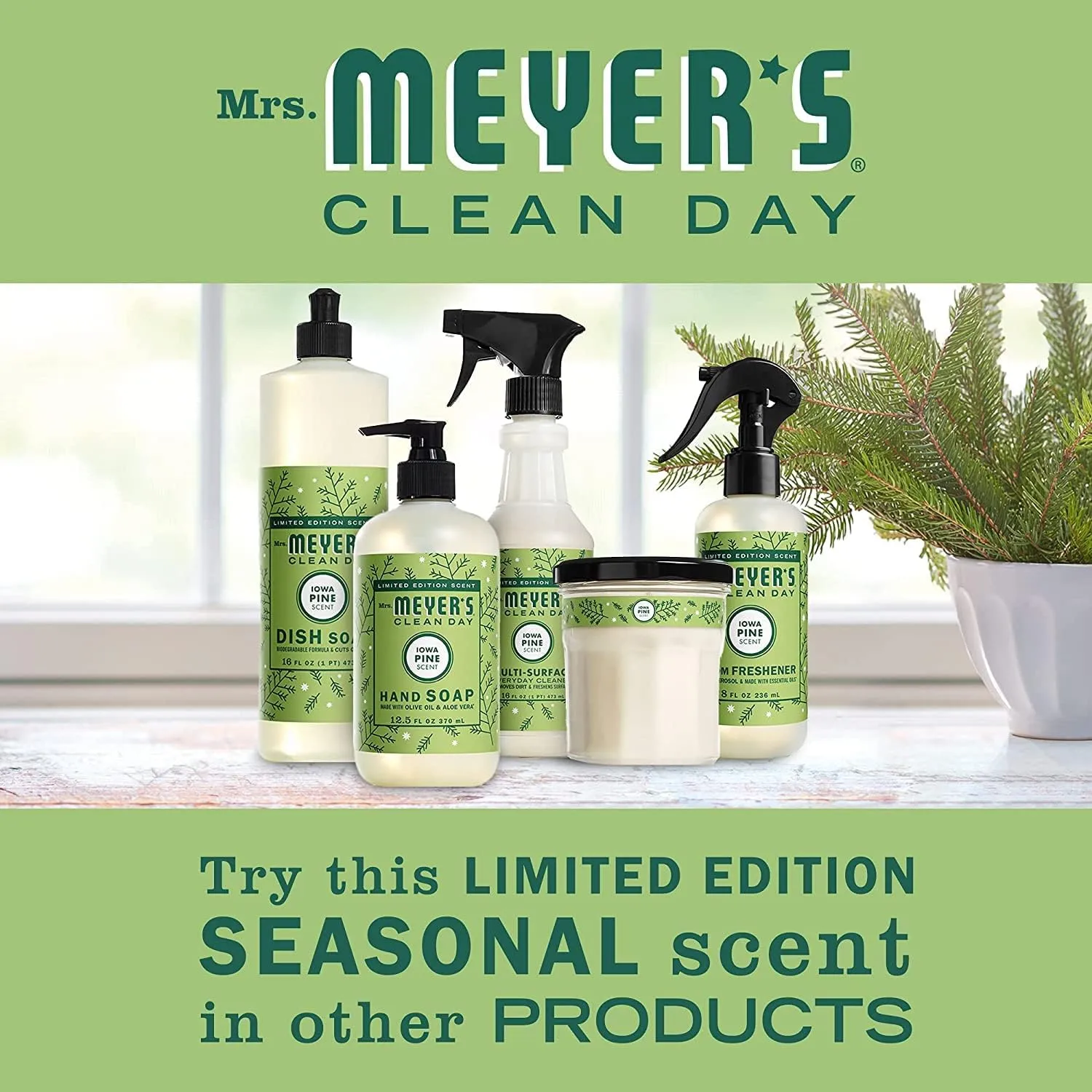 MRS. MEYER'S CLEAN DAY Room Freshener, Iowa Pine, 8 Fl Oz. (Pack of 2)