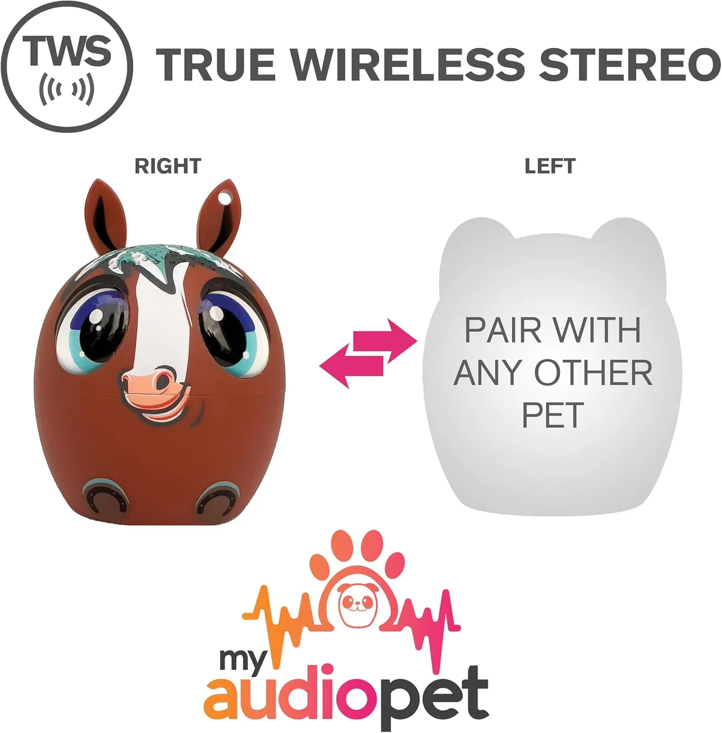 My Audio Pet Horse Mini Bluetooth Speaker for All Ages - True Wireless Stereo Your Portable Symphony for On-The-Go Sonic Bliss! Powerful Rich Room-Filling Sound (Giddy Up Groove)