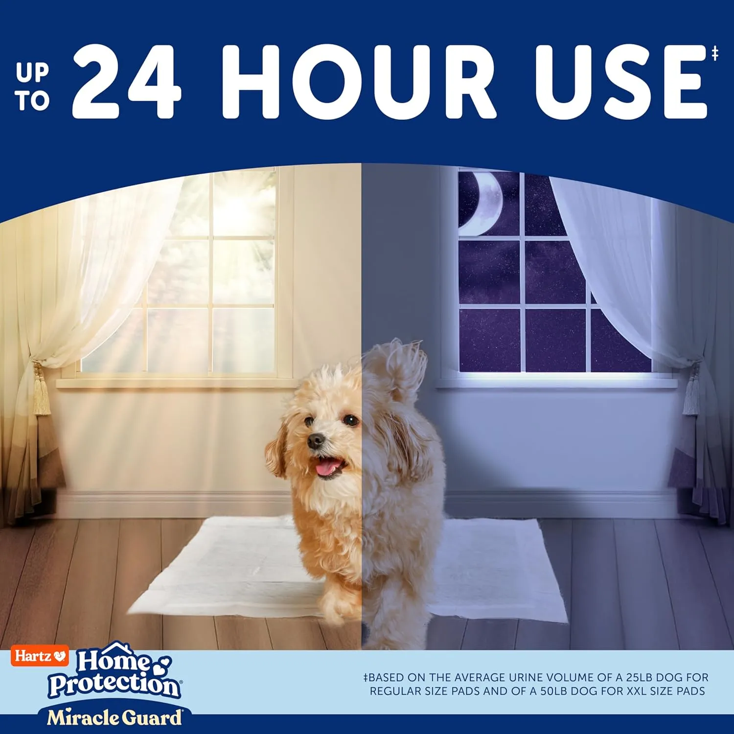 New! Hartz Home Protection Miracle Guard USA Made Dog Pads, Regular Size 50 Count, 3X Absorbency & 3X Longer use, Won't Leak and Odor Eliminating
