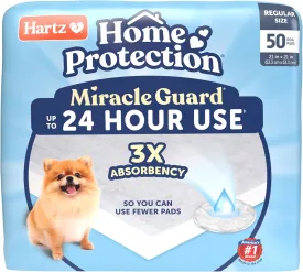 New! Hartz Home Protection Miracle Guard USA Made Dog Pads, Regular Size 50 Count, 3X Absorbency & 3X Longer use, Won't Leak and Odor Eliminating
