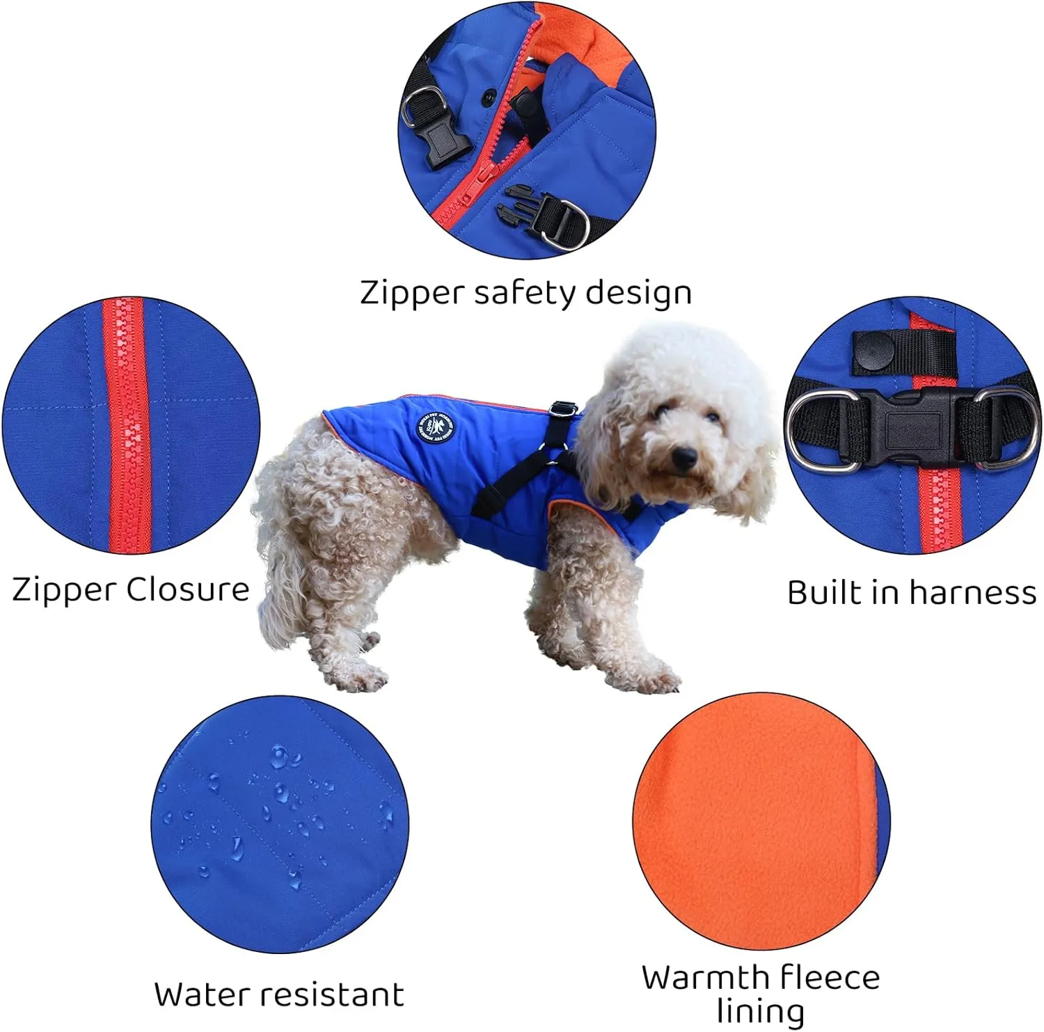 Norbi Dog Winter Jacket with Built-in Harness - Adjustable Warm Coats for Small to Large Dogs - Perfect for Cold Weather