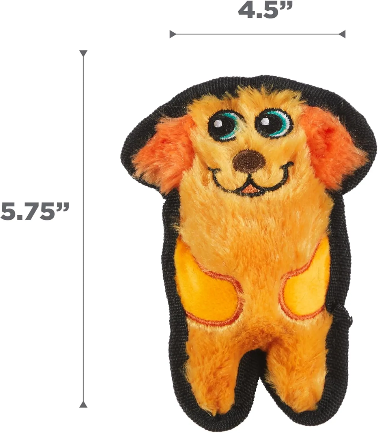 Outward Hound Durablez Minis Stuffing-Free Squeaky Interactive Dog Toy, Tough Plush, Dog, Orange, XS