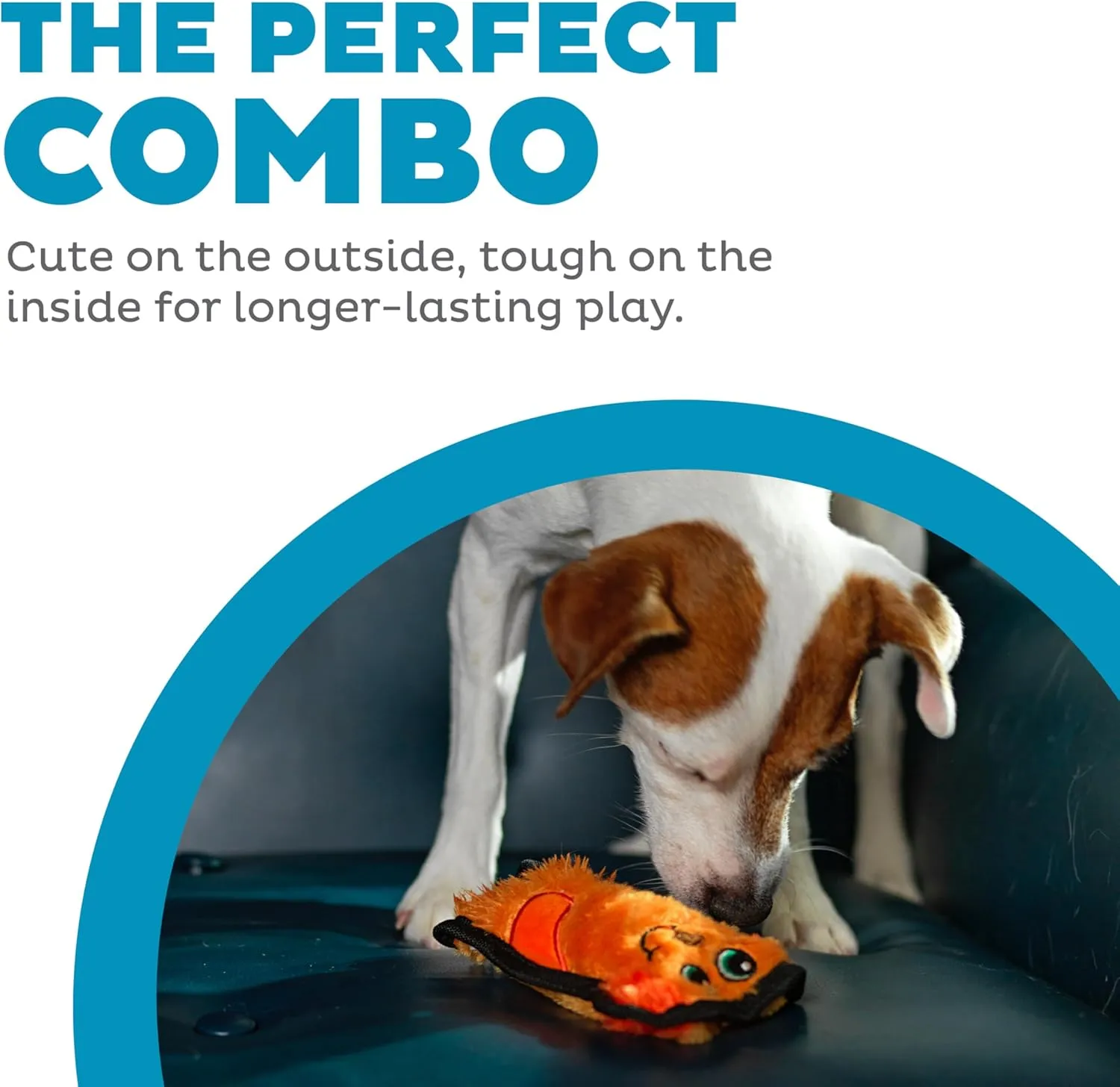 Outward Hound Durablez Minis Stuffing-Free Squeaky Interactive Dog Toy, Tough Plush, Dog, Orange, XS