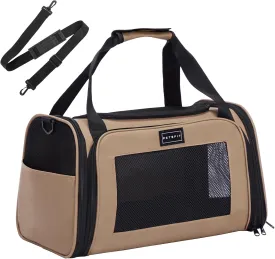 PETSFIT PET Carrier for Cat, Small Dogs, Dog Carrier Airline Approved, TSA Approved Soft Cat Carrier for Travel, Small Animal Carrier for Pets Under 12 Lbs, Khaki