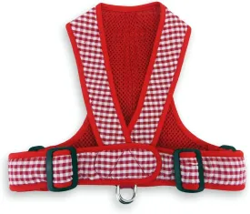 Precision Fit Nylon Step-in Adjustable Dog Harness in Teacup to 40 LBS Vest Easy On Adjustable XXXSmall Toy Puppies to Large Soft Walking Doggy Wrap Vest (4101) (Medium - Gingham Red)