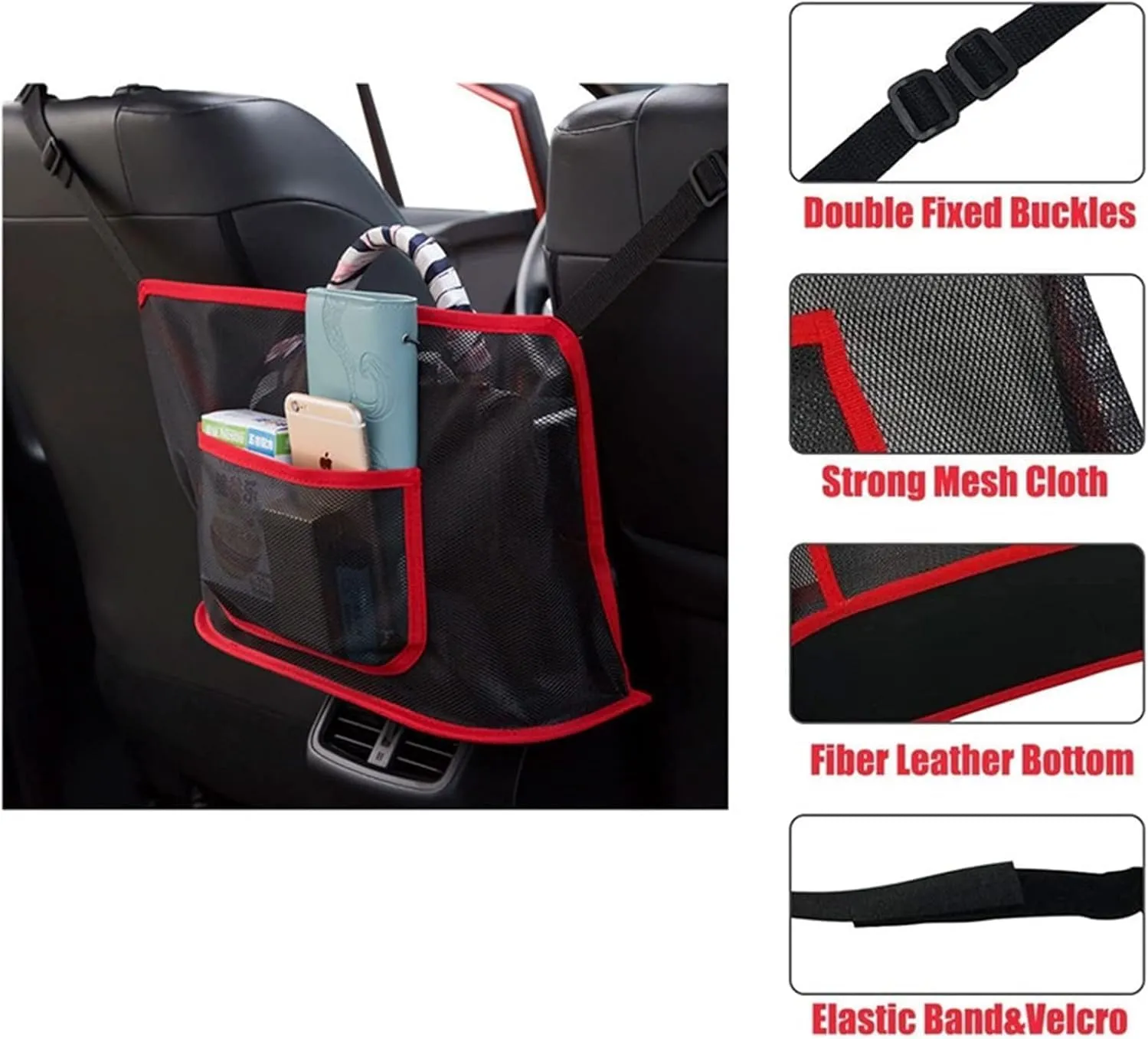 Purse Holder for Car - Net Pocket Handbag Holder - Car Storage Organizer Between Front Seats - Car Accessories, Automotive Consoles & Organizers