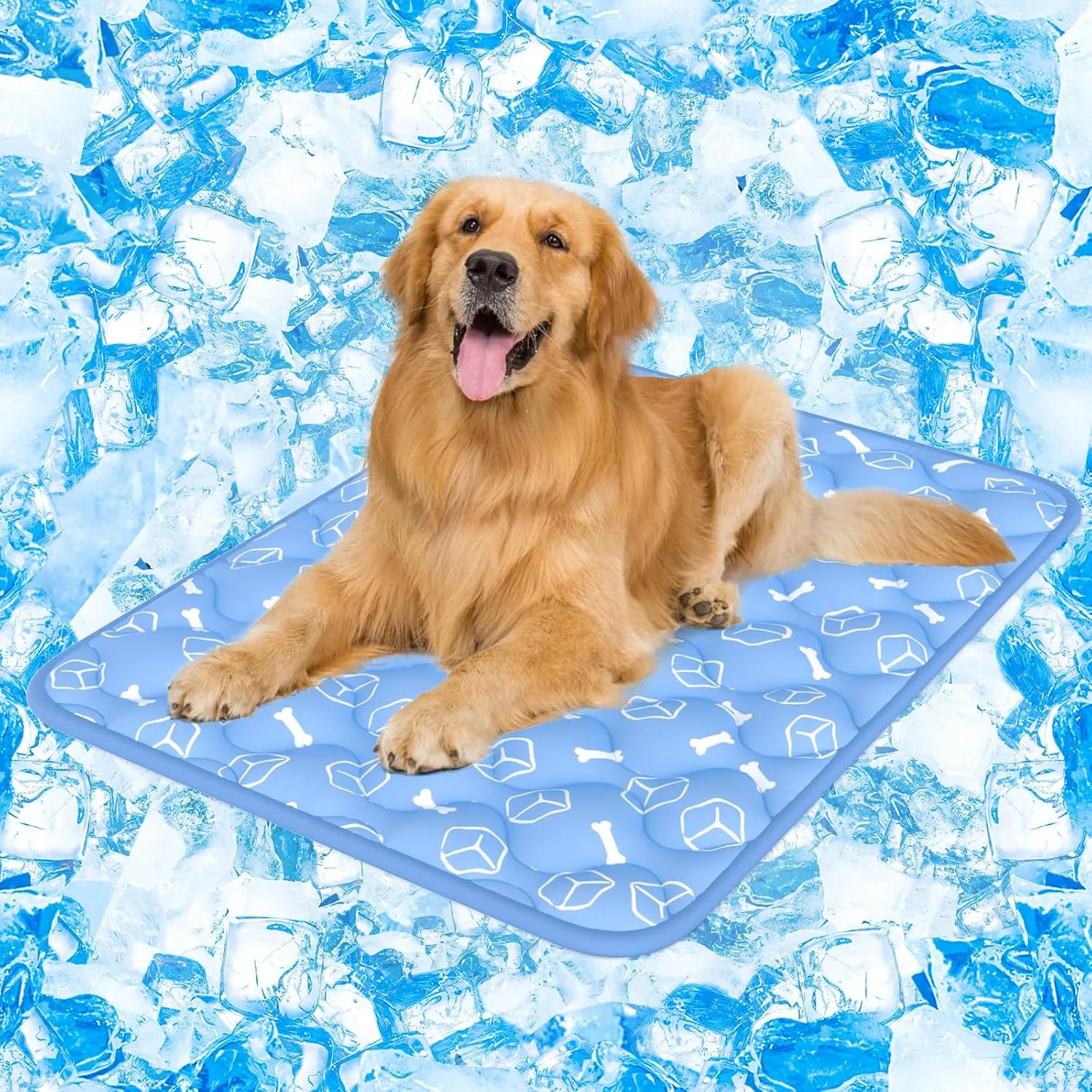 Rywell Dog Cooling Mat 2.0,44 * 32 Thicken Cooling Mat for Extra Large Dog, Internal Waterproof& Endothermic Color Changing Arc-Chill Cool Fiber(QMAX>0.5) for Pet in Summer, Washable, Non-Toxic