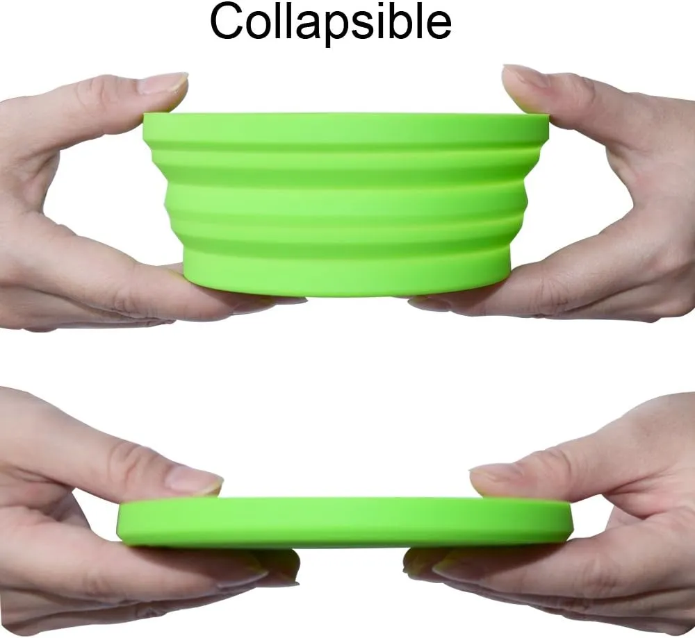 Silicone Expandable Collapsible Bowl for Travel Camping Hiking (Green(S))