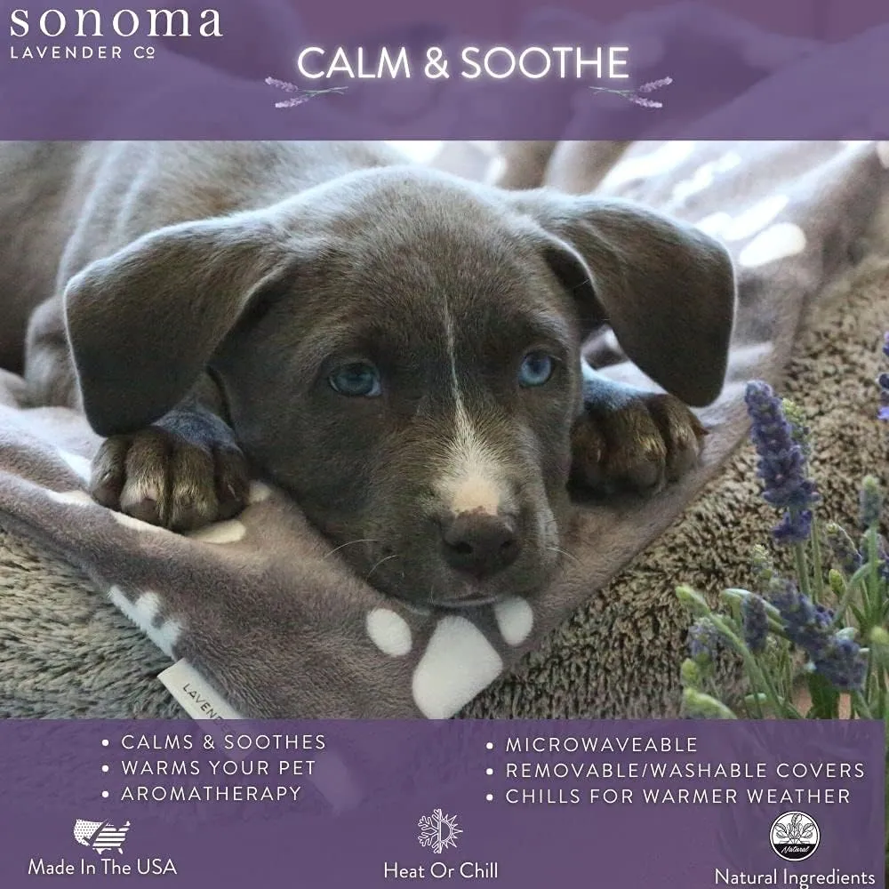 Sonoma Lavender Calming Pet Mat for Dogs, Filled with Lavender and Flaxseed, Microwave or Freeze for Hot/Cold Therapy with Removable Washable Cover- Paw Print (18x26 inches)