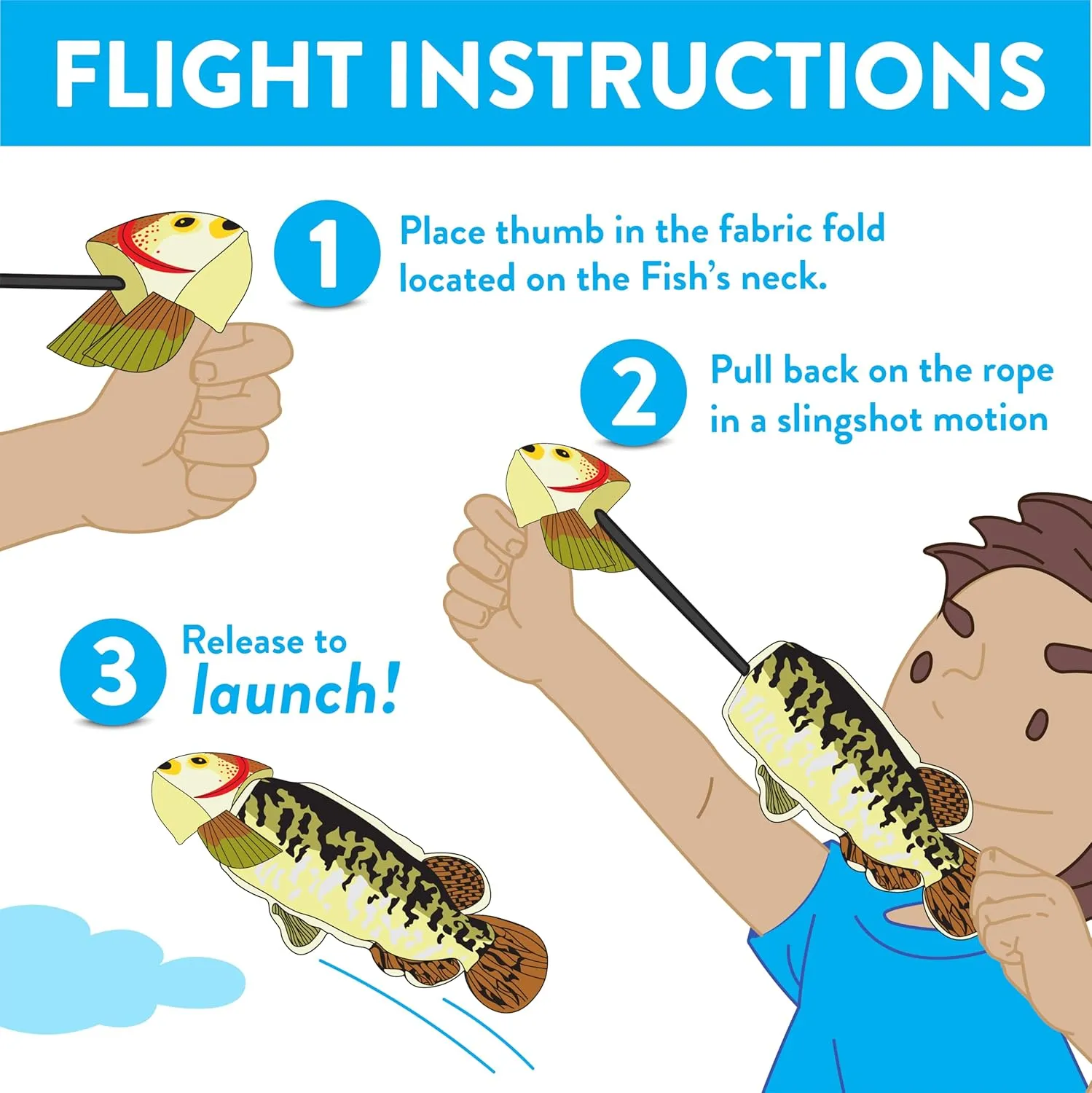 Spunky Pup Fly & Fetch Dog Toy - Durable, Floating, Interactive Bungee Launcher for Fetch and Water Play, Plush Fish