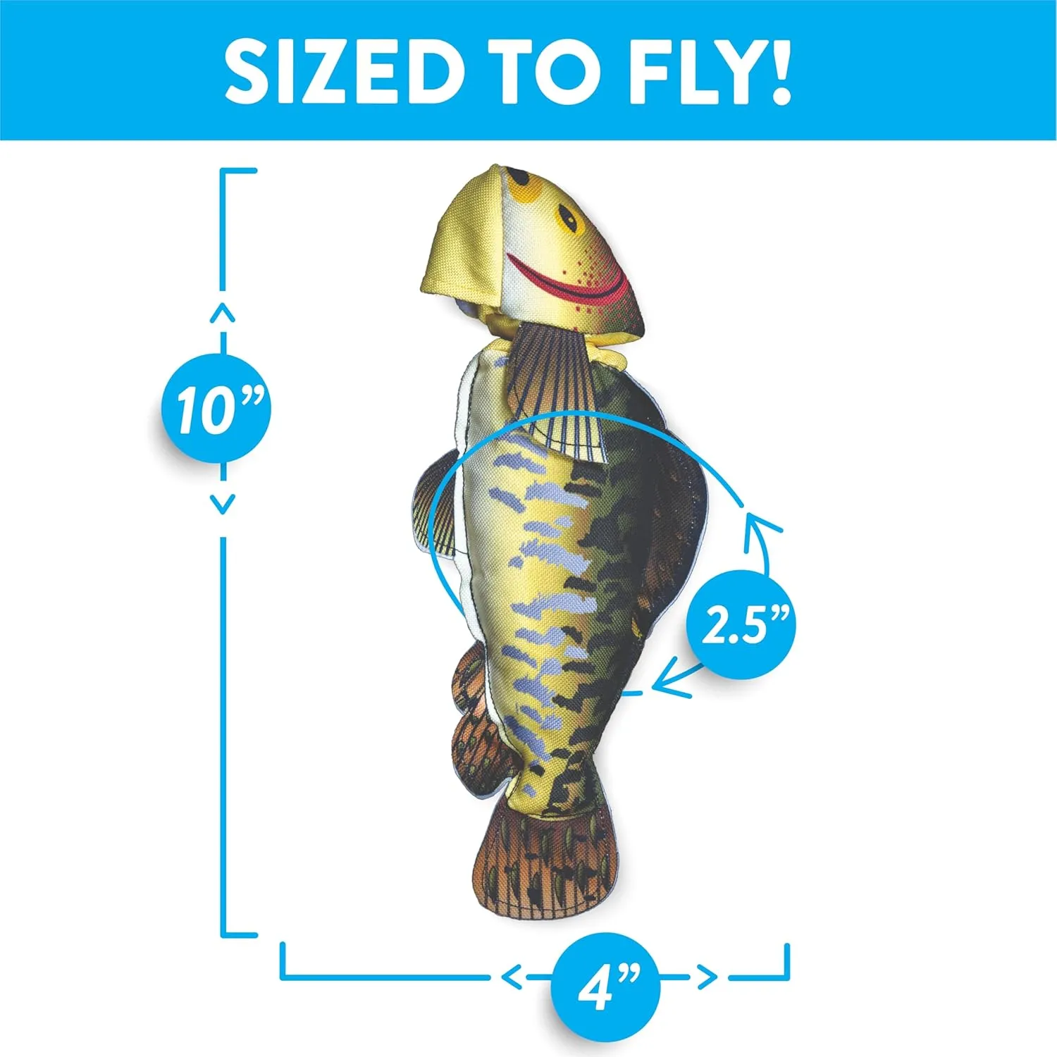 Spunky Pup Fly & Fetch Dog Toy - Durable, Floating, Interactive Bungee Launcher for Fetch and Water Play, Plush Fish