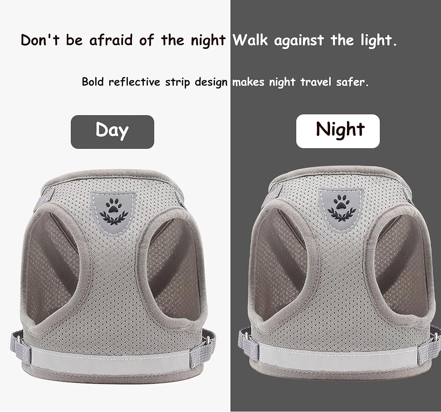 Step in Dog Harness and Leash Set,Reflective Adjustable Soft Mesh Breathable Pet Vest Dog Harnesses Set, No Chock No Pull Padded Puppy Harnesses for Small Dogs and Cats (Gray, X-Large)