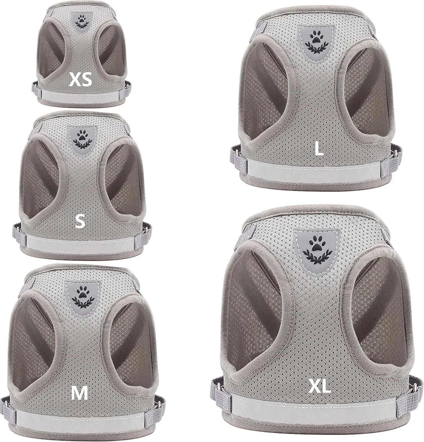 Step in Dog Harness and Leash Set,Reflective Adjustable Soft Mesh Breathable Pet Vest Dog Harnesses Set, No Chock No Pull Padded Puppy Harnesses for Small Dogs and Cats (Gray, X-Large)