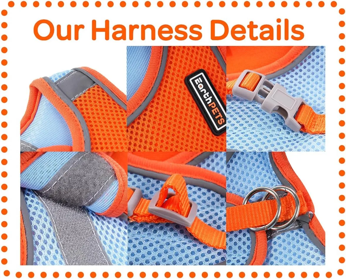 Step-in Pet Harness with a Free 59 inch Leash Included - Breathable Air Mesh for Dogs & Cats, with Reflective Straps, Safe Vest Built with Buckle & Double Metal Rings, Gray & Pink, L