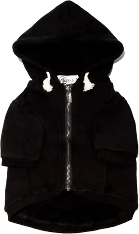 Zip Up Adventure Dog Hoodie with Hook & Loop Pockets and Adjustable Drawstring Hood - XXS to XXL - Multiple Colors - Comfortable & Versatile Dog Hoodies (Black, XS)