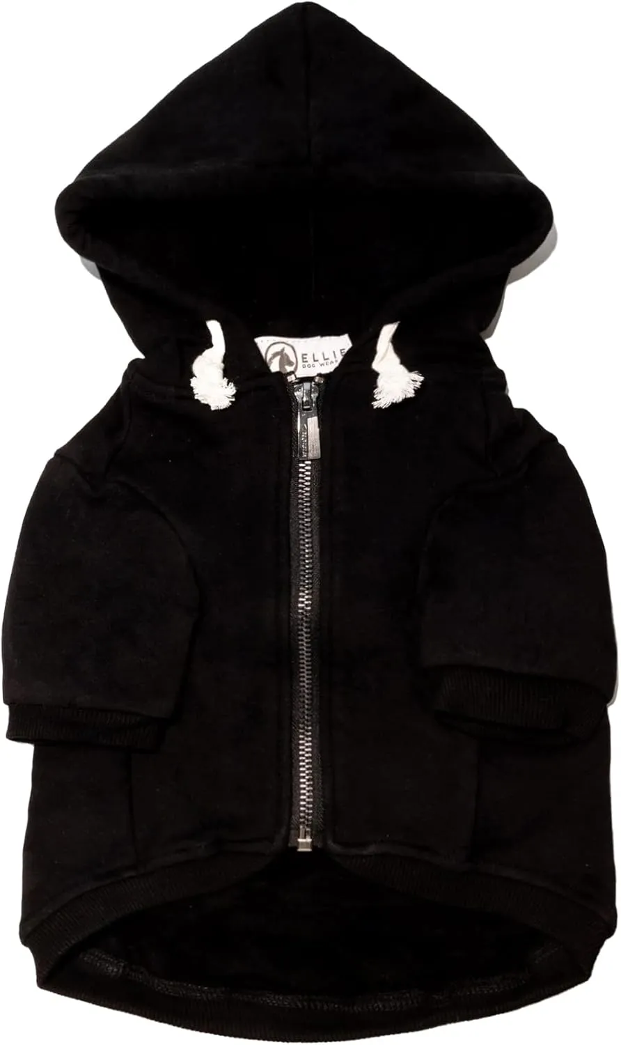Zip Up Adventure Dog Hoodie with Hook & Loop Pockets and Adjustable Drawstring Hood - XXS to XXL - Multiple Colors - Comfortable & Versatile Dog Hoodies (Black, XS)